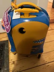 Rockland Hard Side Rolling Kids Junior Spinner Luggage Dinosaur Animal New Blue
