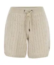 Brunello Cucinelli Sequin Embellished Knit Shorts M Nude