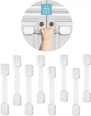 Pack of 8, child safety drawer locks, baby safety cabinet locks, fridge locks, adjustable no-drill child safety cabinet locks, baby drawer locks, suitable for fridges, drawers, dishwashers, washing machines, toilets, protects child safety