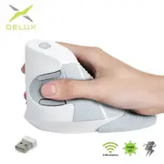 Delux M618GX White Ergonomic Vertical Mouse 6 Buttons Wireless 2.4Ghz Mice Suitable for PC and Laptop Mice & Trackballs