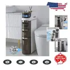 Compact 3-Tier Waterproof Slim Bathroom Storage Cabinet with Drawers & Wheels