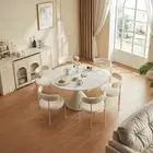 Kyrie Extendable Dining Table Diningset /Ceramic Tabletop with White Boucle 4...