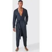 Mens Black Premium Modal Mix Lightweight dressing gown