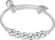 GAROZATION Infant Silver Bangle Jewelry Toddler Bracelet Bell Charm Newborn Shower Present Boys Girls