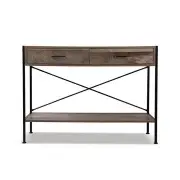 Artiss Console Table 2 Drawers Walnut Marconi