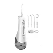 Cordless Water Flosser Oral Irrigator Electric Teeth Cleaning Device Teeth Cleaner with 6 Jet Tips -White