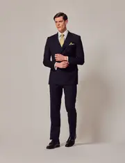 Hawes & Curtis Black Twill Wool Double Breasted Slim Fit Suit Size: One Size
