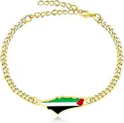 [Tobestu] Enamel Palestinian Map Bracelet Adjustable Stainless Steel Chain - Peace and Unity Bracelets for Women Men YA5031