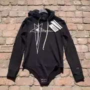 [Brand New] Rick Owens x Champion Black Snap-Button Bodysuit Hoodie