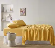 Ochre French Linen Sheet Set