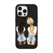 iPhone 16 Pro Max Impact Case Denim Besties Dark and Blonde BFF Case