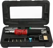 Gas Soldering Iron Kit, 10PCS HS - 1115K, Butane Cordless Soldering Iron, Multifunction Welding Torch, Gas Soldering Iron, Butane Soldering Iron (Handle red model)
