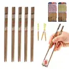5 Pair Chinese Japanese Sushi Reusable Wooden Chopsticks Bamboo Design Pattern