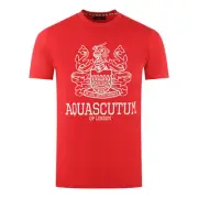 Aquascutum Large Bold London Aldis Brand Logo Red T-Shirt