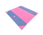 Color Block Waterproof Folding Outdoor Picnic Blanket Camping Beach Cushion Mat - L Pink + Grey