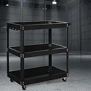 Tool Cart Trolley 3-Tier Toolbox Workshop Garage Storage Organiser, 150 kg Capacity, Black