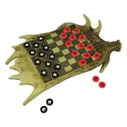 Rivers Edge Products Rustic Checkers Checkerboard Board Games Set Moose Antler