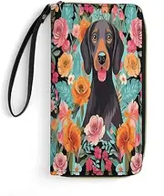 [BFGWK] Large Wallet Novelty Dog Floral Printing Long Wallet With Zipper Leather Wallet Suitable For Both Men And Women, style, 19.7x10.5cm