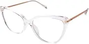 [Eclipse Optics] Spectrum Series Blue Light Glasses for Women - Stylish Protection - Full Rim Metal Frame - Polycarbonate Lenses - Lightweight, Durable (Crystal), Crystal, Temple Length: 5.7 (145mm)