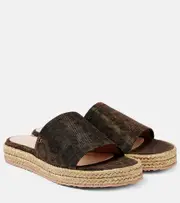 [Gianvito Rossi] Gianvito Rossi Leopard-print platform espadrille slides AU 7 brown