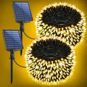 2-Pack 200FT Solar String Lights for Outside, 600 LED Extra-Bright Solar Ligh...