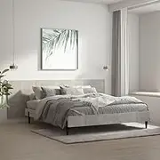 Wall Mounted Headboard Panel, Concrete Grey Engineered Wood, 240 cm Wide for Bed Frame, Easy Dorm Room Installation