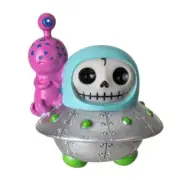 UFO Furrybones Skeleton Astronaut in Spaceship with Alien 3.1 inch Figurine