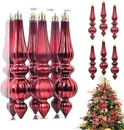 Christmas Tree Finial Decorations - 6X Hangable Christmas Finials,Indoor Outdoor Decors, Elegant Holiday Decoration for Christmas Tree