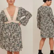 Torrid Floral Gauze Pull Over Floral Crochet Neck Dress Size 2