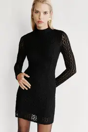 vezza floral mesh dress in black