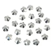 500 Silver Acrylic Flower Pyramid Flatback Rhinestone Gems 8mm