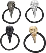 FRCOLOR 4pcs Halloween Hair Tie Women's Hair Accessories Mini Hair Bands Toddler Girl Hair Accessories Elastic Toddler Hair Ties Elastic Hair Bands Skeleton Ponytail Crow Skull Hair Rope