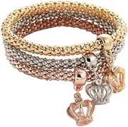 [VPbao] 3pcs Women Popcorn Rhinestone Pendant Set Bracelet
