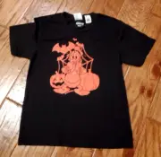 T shirt NWT kids S 7-8 black Disney Halloween DONALD DUCK IN PUMPKIN PATCH bats