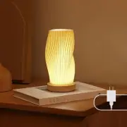 Bedside Lamp with Woodbase - Button Control Table Lamp for Medium white-A