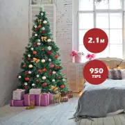 Costway2.1m Artificial Christmas Tree Xmas Pine Tree with Solid Metal Legs