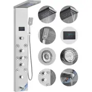 VEVOR Shower Panel System, 6 Shower Modes, LED & Screen Hydroelectricity Shower Panel Tower, Rainfall, Waterfall, 8 Massage Jets, Tub Spout, Handheld