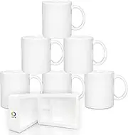 MR.R Set of 6 Sublimation Blanks Dishwasher White Ceramic Coffee Mugs 11oz Blank Ceramic Classic Drinking Cup Mug for Milk Tea Cola Water