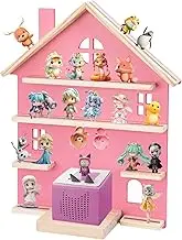 Tonie Storage Shelf for Toniebox & Tonie Characters, Durable Wooden Tonie Box Shelf, Tonie Wall Shelf for Displaying Tony Audio Play Dolls（Pink）