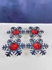 Christmas Decor Crate & Barrel Silver Snowflake Tea Light Candleholders Set Of 4