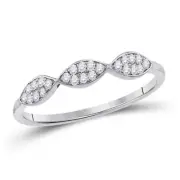 10kt White Gold Womens Round Diamond Oval Cluster Stackable Band Ring 1/8 C