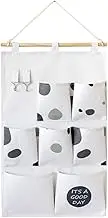JSEIAJB 7 Pocket Waterproof Wall Storage Bag Cotton Linen Door Organizer(White-Mountain peach7)