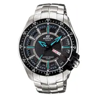 在飛比找蝦皮商城優惠-【CASIO】EDIFICE 格紋搶眼指針造型腕錶-黑X藍 
