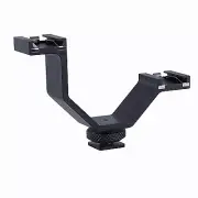 Movo HVA20 Dual Video Bracket for DSLR Camera Hot Shoe Light/Microphone/Flash