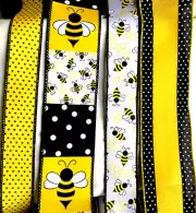 Bee Wired Ribbon Bundle 4 x 3 yds= 12 yd 2.5" & 1.5" Summer Yellow Swiss Dot