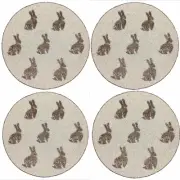 x4 Isaac Mizrahi Beaded Bunny Rabbit Placemat Set Rose Gold Bronze Easter Spring
