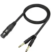 XLR Female to Dual TS 1/4 Stereo Splitter Cable 3-Pin XLR to Dual 6.35mm Mono...