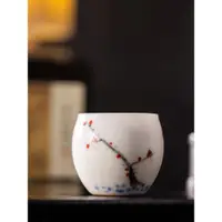 在飛比找ETMall東森購物網優惠-手繪白汝窯主人杯單杯手工陶瓷開片冰裂釉茶杯個人品茗杯茶盞茶具