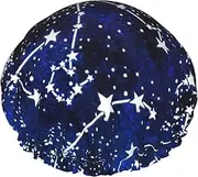 Glow In The Dark Print Shower Cap For Women Men Reusable Lightweight Soft Bath Hair Cap With Elastic Band
