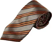 [Zasel] Mens Gold & Orange Striped Patterned 8cm Neck Tie Gold, Orange, Black